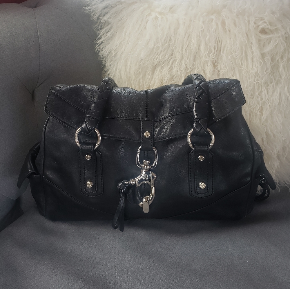 Francesco Biasia Black Leather Tote Bag